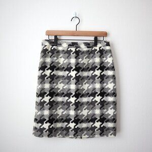 LOFT Wool Big Houndstooth Pattern Skirt | 8